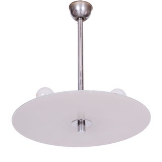 Czech Bauhaus Pendant in Chrome-Plated Steel and Frosted Glass, 1930s For Sale