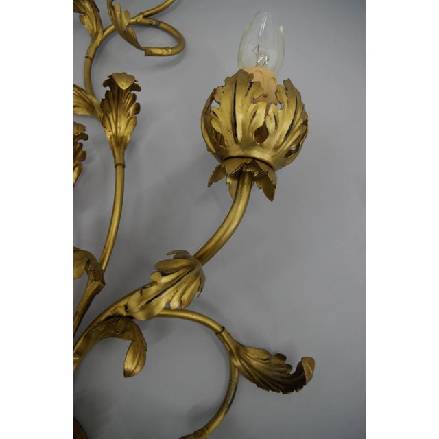 1960s Gilt Wall Lamps, Italy, 1960s, Set of 2 For Sale - Image 5 of 13
