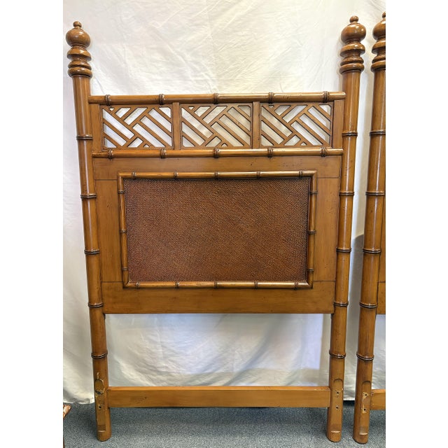 Early 21st Century Lexington Furniture Coastal Style Faux Bamboo Twin Headboards- A Pair For Sale - Image 5 of 15