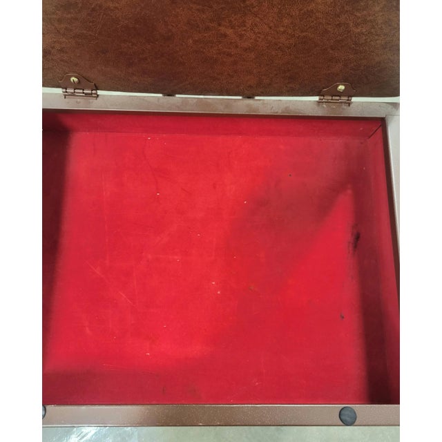 Brown Vintage Midcentury Modern Mens Brown Faux Leather Valet Wardrobe Hanger Storage Chair For Sale - Image 8 of 11