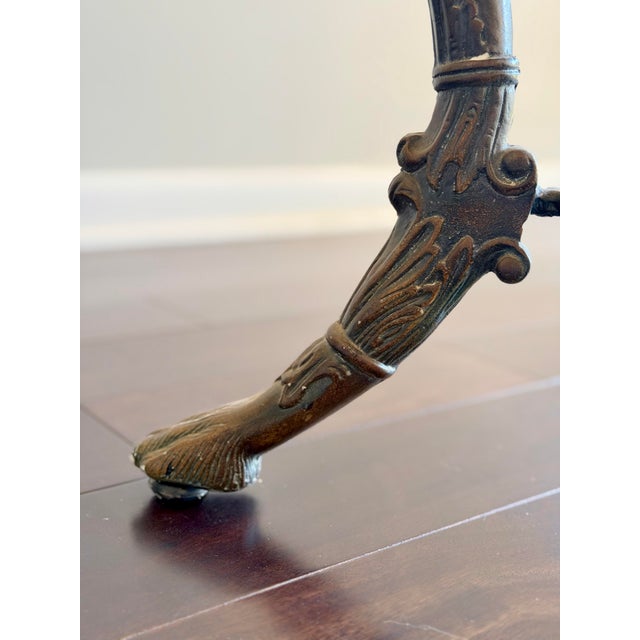 Mid 20th Century Vintage Egyptian Revival Leather Top Console Table Desk With Winged Woman Caryatid Sphinx Base For Sale - Image 5 of 11