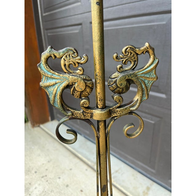 Early 20th Century Early 20th Century Brass Gooseneck Floor Lamp For Sale - Image 5 of 10