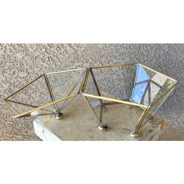 Mid 20th Century Mid 20th-Century Pentagon-Shaped Brass & Glass Keepsake / Trinket Box For Sale - Image 5 of 15