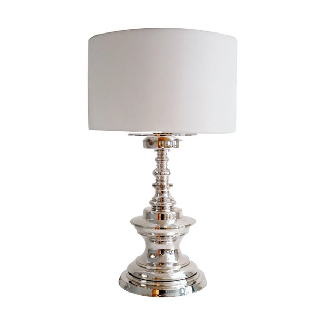 Italian Silver Plated Bronze Table Lamp, 1970s For Sale - Image 14 of 14