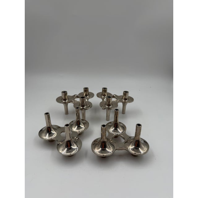Mid-Century Modern Silver-Plated Taper Holders by Stoff for BMF, West Germany, 1950s, Set of 4 For Sale - Image 9 of 14