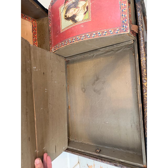 Brown Antique Adams Express Co. Dome-Top Steamer Trunk With Original Lithographed Interior, C. 1890s For Sale - Image 8 of 13