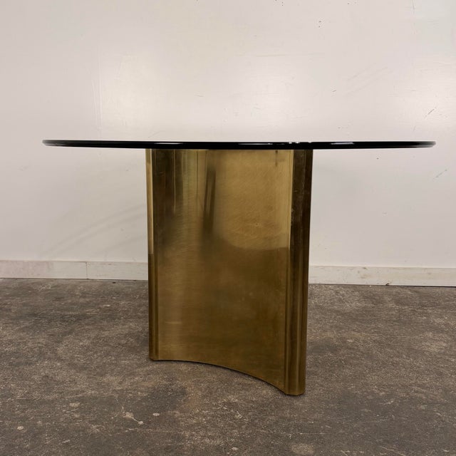 Mastercraft Round Glass Top Mastercraft Trilobi Dining Table, Brass, 1970's For Sale - Image 4 of 12