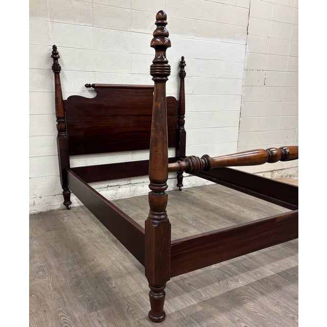 Late 20th Century Antique Full Size American Empire Mahogany Four Poster Bed For Sale - Image 5 of 10