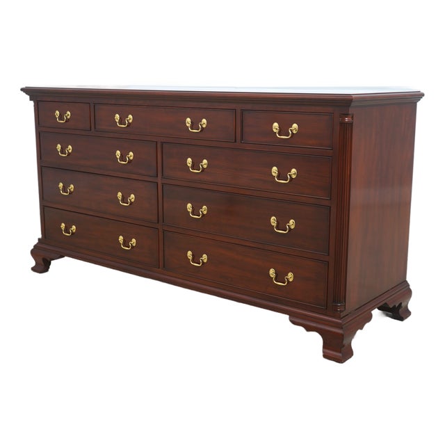 Henkel Harris Model 166 Cherry 9 Drawer Double Dresser For Sale