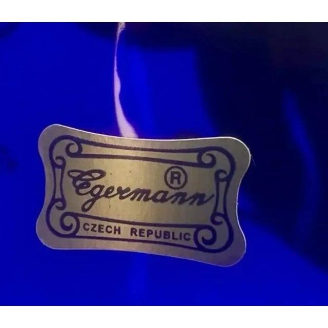 Vintage Egermann Czech Republic Cobalt Blue Vase With 24k Gold Detailing For Sale - Image 12 of 12