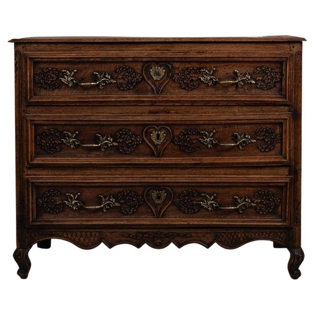 1820s French Louis XV Oak Chest of Drawers In Original Patina For Sale - Image 15 of 18