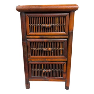 Petite Bamboo Three Drawer Chest For Sale