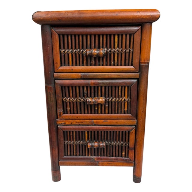 Petite Bamboo Three Drawer Chest For Sale