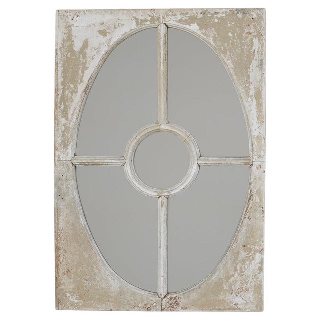 1900s French Wood White Wall Patinated Mirror For Sale - Image 15 of 18