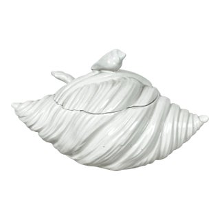 Vintage Ceramic Shell Tureen Serving Dish Made in Italy For Sale