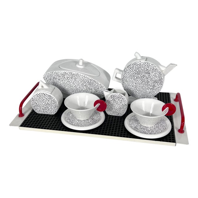 Ceramic Tea Service from MAS, Italy, 1980s, Set of 10 For Sale