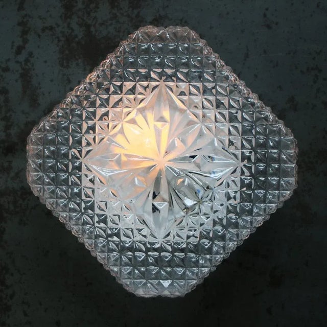 Metal Mid-Century Square Clear Glass Wall Lamp Sconce For Sale - Image 7 of 12