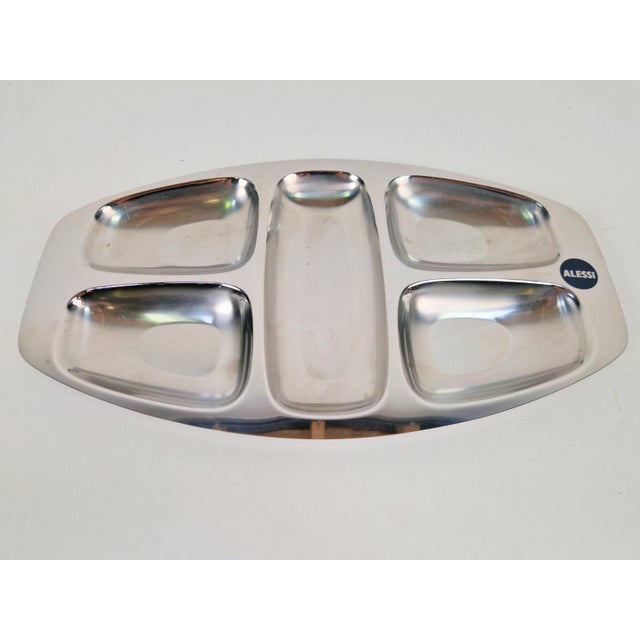 Alessi italy divided stainless steel tray anselmo vitale carlo mazzeri hors d'oeuvres tray mid-century 1960s vintage...