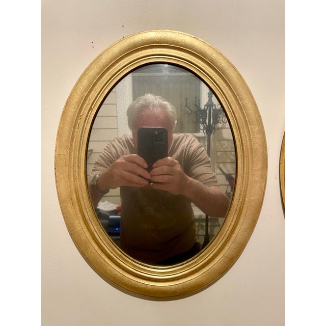 Pair of Vintage Gilt Oval Distressed Mirrors For Sale - Image 12 of 12