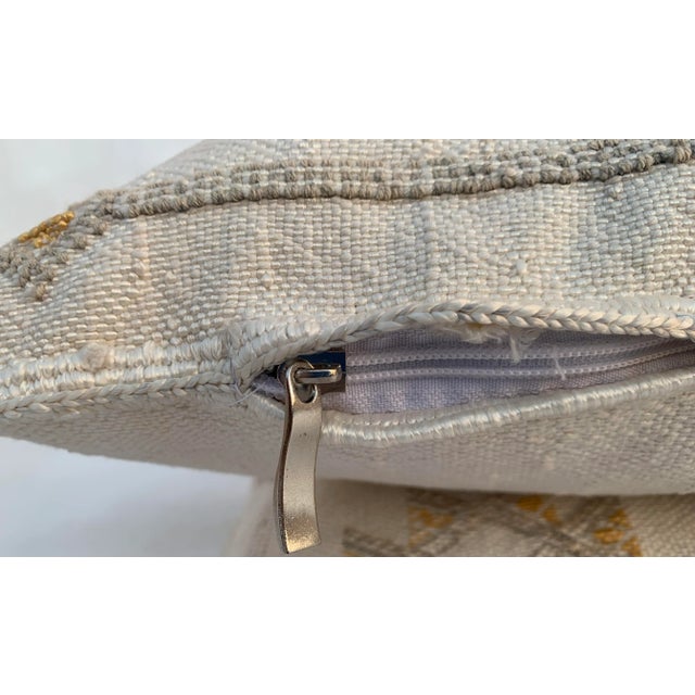 Textile Contemporary White Mizwad Silk Sabra Pillows Covers- a Pair For Sale - Image 7 of 11