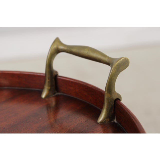 Wood English Edwardian Inlaid Mahogany Oval Tray Table For Sale - Image 7 of 15