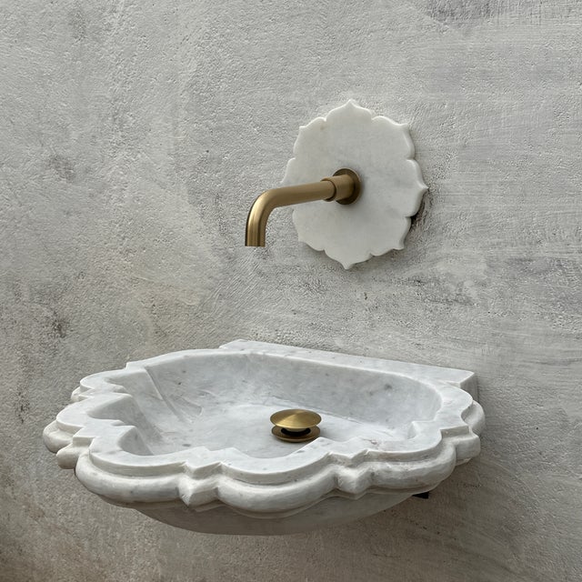 Elevate Your Bathroom with This Handcrafted Wall Mounted Indian Marble Sink Bring timeless luxury and rustic elegance to...