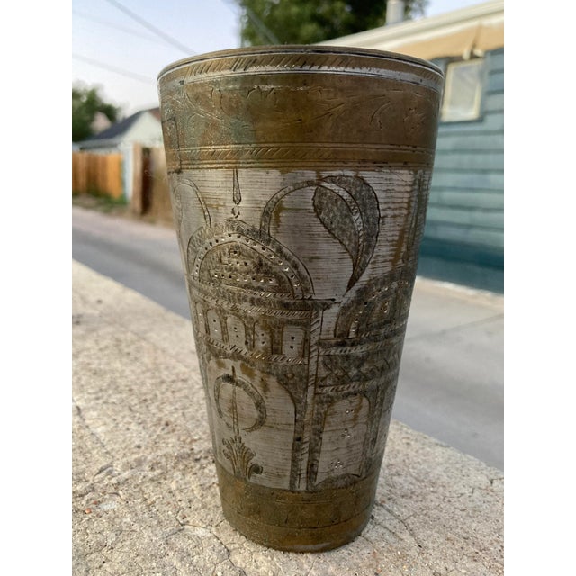 English Antique Anglo Raj Mughal Hand-Spun Silver & Copper Beaker For Sale - Image 3 of 13