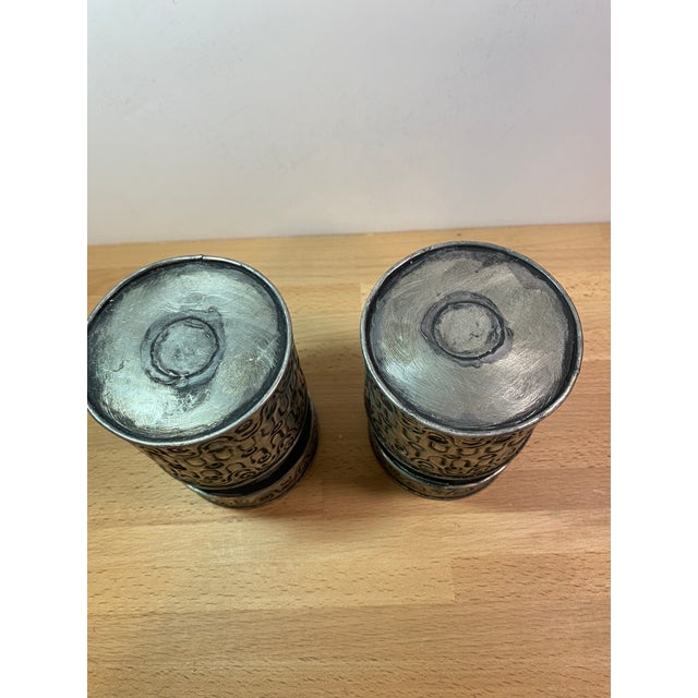 Vintage Brutalist 1960’s Mexico Pressed Tin Candle Holders in the Style of Gene Byron- Set of 2 For Sale In Boise - Image 6 of 7