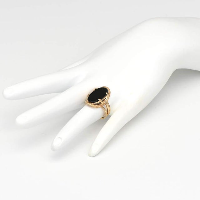 1970s 14KY Onyx Textured Ring, size 6 For Sale - Image 5 of 5