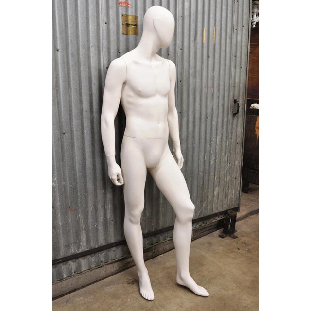 Male Fiberglass White Matte Finish Full Body Display Mannequin by Almax (A). Circa Late 20th Century. Measurements: 74" H...