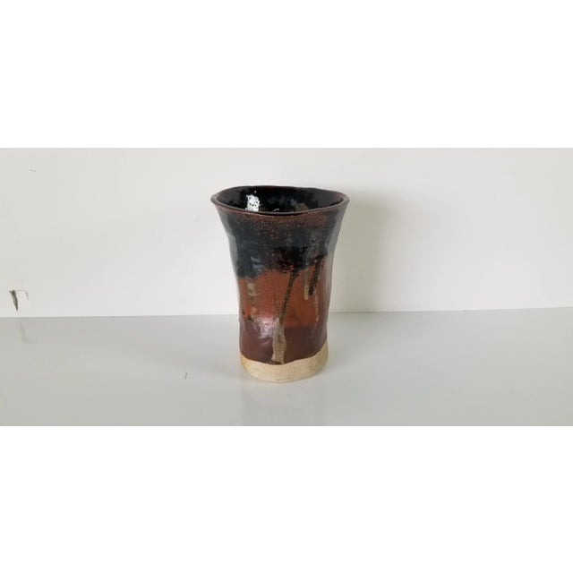 Vintage Signed Brown Glaze Art Pottery Vase For Sale - Image 10 of 10