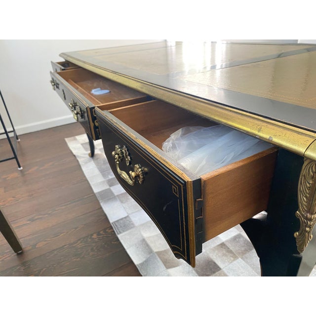 Vintage Drexel Heritage French Louis XV Style Lacquered Writing Table Desk For Sale - Image 11 of 12
