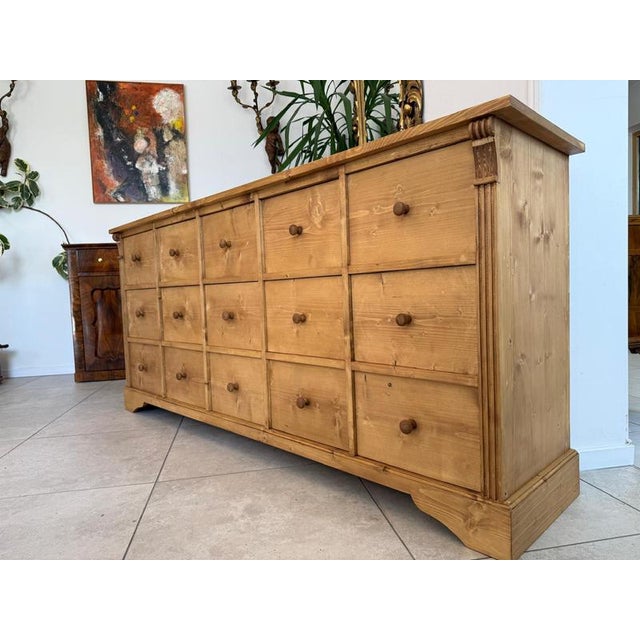 Rustic Apothecary Shop Chest in Softwood For Sale - Image 12 of 16