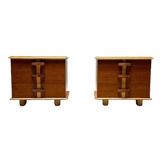 Mid-Century Modern Paul Frankl / John Stuart Nightstands, Side, End Tables, 1950 For Sale