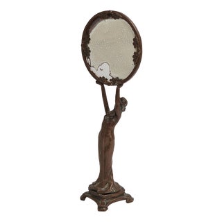 Art Nouveau / Jugend Vanity Mirror in Bronze, Europe, Early 1900s For Sale