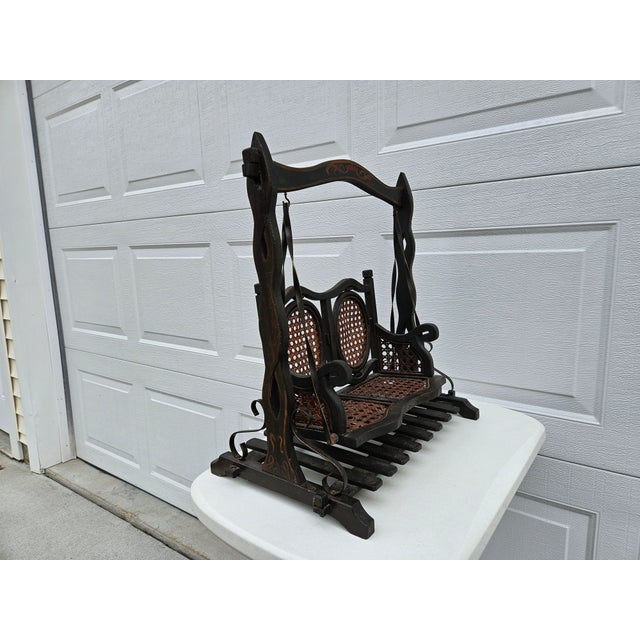Antique Miniature Swing Set With Cane Seats - Plant Stand For Sale - Image 10 of 17