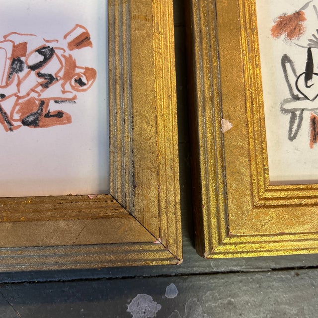 Two 1950’s Original Abstract Expressionist Watercolor Paintings - Set of Two For Sale - Image 4 of 5