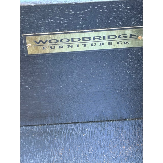 Blackened Stain and Walnut Demi-Lune Console Table by Woodbridge Furniture For Sale - Image 12 of 12