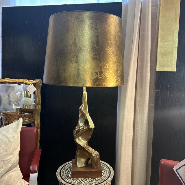 Richard Barr for Laurel Lighting Company cast brass lamp. It's in the brutalist style and made in the late 60's and early...