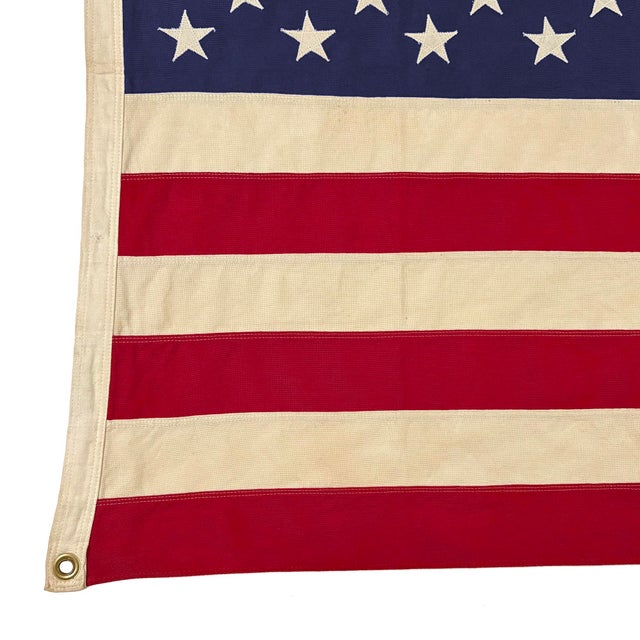 Late 20th Century Vintage Cotton American Flag With Sewn Stars For Sale - Image 5 of 5