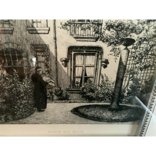 Gray Madison Rue Haute- Framed Etching-France For Sale - Image 8 of 12