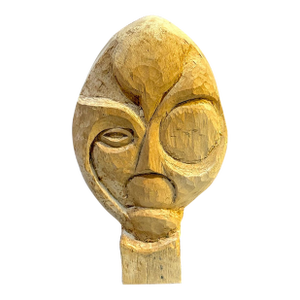 Carved Abstract Tribal Head Chainsaw Art Sculpture