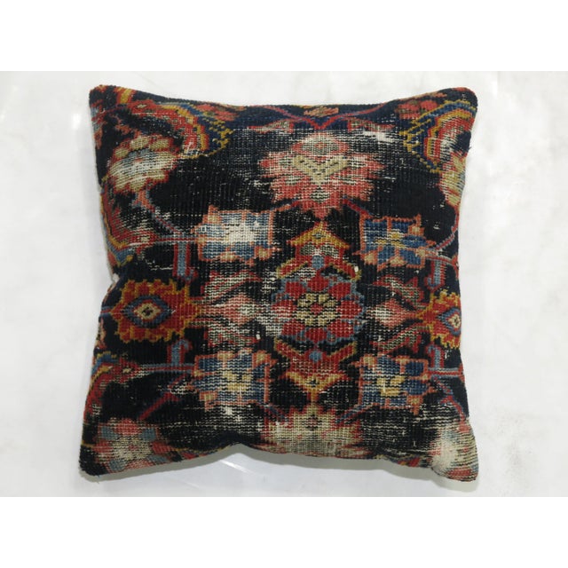 Navy Antique Worn Rug Pillow For Sale - Image 4 of 4
