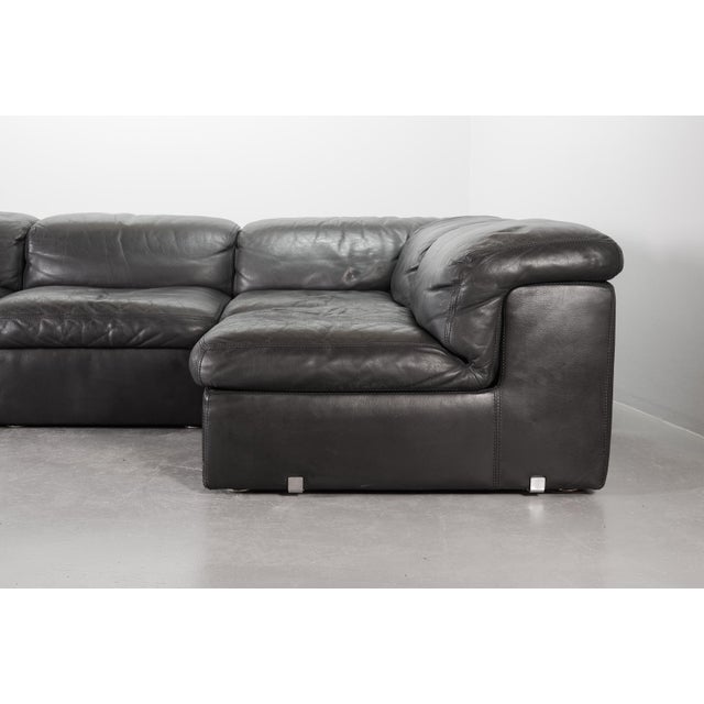 Modular Jeep Sofa in Grey Leather, 1970s, Set of 4 For Sale - Image 13 of 18