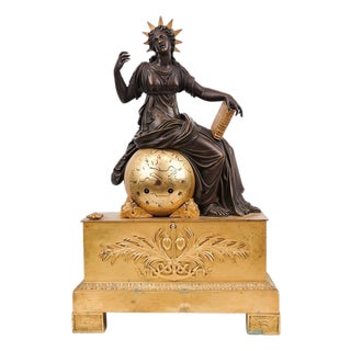 French Mantel Clock in Bronze For Sale