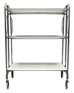 Vintage German Foldable Service Cart with 3 Trays, 1970s