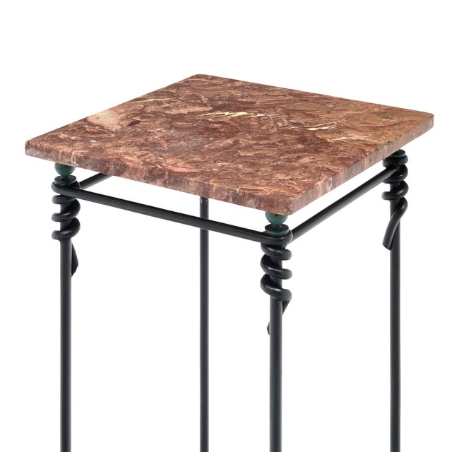 Metal Vintage French Side Table, Iron and Marble For Sale - Image 7 of 9