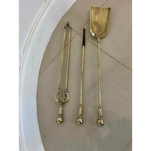 Mid 19th Century Antique Victorian Brass Fire Irons, 1860s, Set of 3 For Sale - Image 5 of 5
