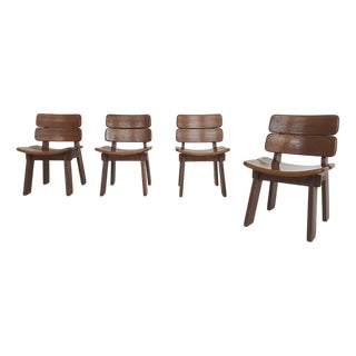 Set of Oak Dining Chairs, the Netherlands, 1970s For Sale