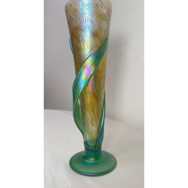 Figurative Vintage Hand Blown Muller Aurene Iridescent Rainbow Corn Cob Figural Glass Vase For Sale - Image 3 of 15